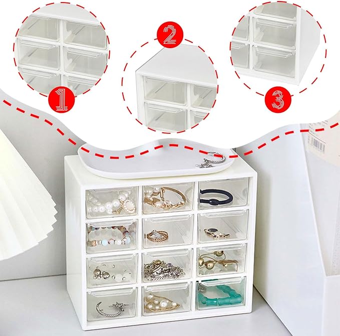 Drawer Organizer Desk Organizer Storage Box Office Supplies Desktop Drawer Box 12 Grid for Parts Home Cosmetic Bedroom