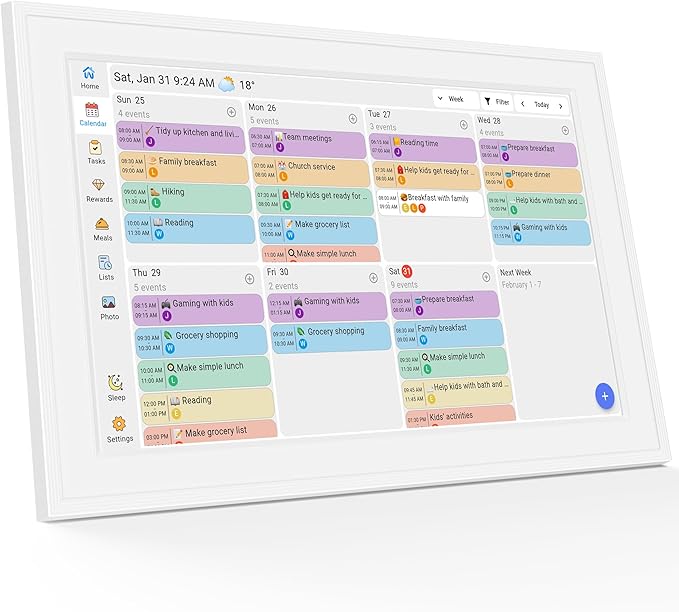 Digital Calendar, 10.1-inch Smart Wall Planner Electronic Calendar & Chore Chart, Smart Touchscreen Interactive Display for Family Schedules, Organize Your Daily & Family Routines, Desk & Wall Mount