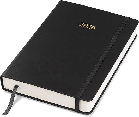 Wykeham's Executive 2026 Daily Journal Planner – US Public Holidays & Format – Customization Available (Black, 8.5" x 5.5")