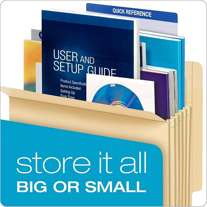 Pendaflex 12812 Manila Drop Front Shelf File Pockets, Straight Cut, Letter, Manila (Box of 25)