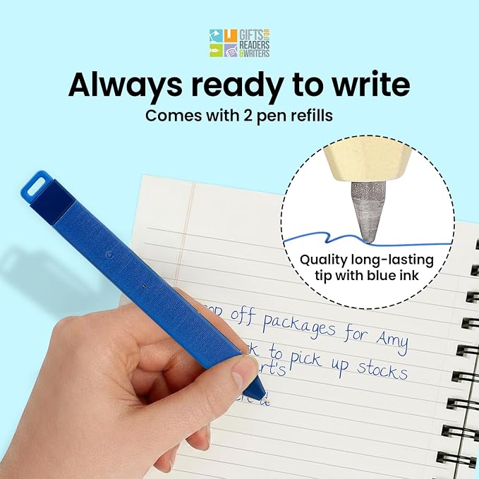 Gifts for Readers & Writers Pen Bookmark, Page Marker & Flat Writing Pen for Journal Notebook & Planner, Penmark Reading Accessory for Making Book Annotations, Blue