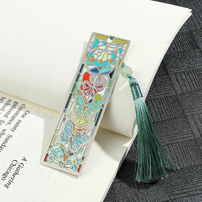 Beautiful Butterfly Bookmark with Tassel - Gift for Book Lovers - Unique and Colorful Book Marks- Handmade Reading Supplies Books Accessories
