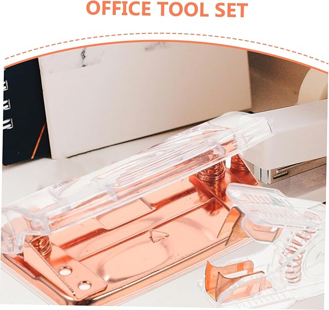 NUOBESTY 1 Set Transparent Stapler Hole Punch Efficient Puncher Stapler Remover Stylish Office Accessories for Accurate Document Alignment and Secure Fastening