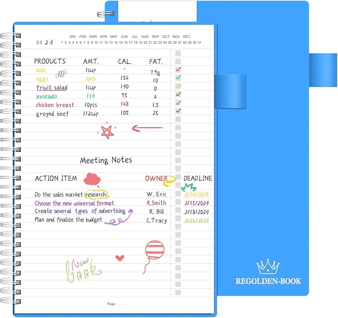 Regolden-Book To Do List Notebook, Daily Planner for Work, Project Tasks & Personal Organizer, Checklist Man/Women, Pocket, Pen Loop, 160 Pages (7"x10")
