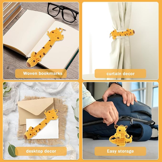 ‌Sunoutdeeal 3D Hand-Crochet Animal Bookmarks Featuring Charming Personalized Designs, These Adorable Bookmarks Make Quirky Reading Companions.Gifts for Book Enthusiasts,Birthday,Book Club Members(cl)