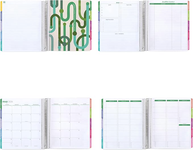 7x9 Coiled Academic Planner (January 2026 - December 2026) - Fruity Cherry cover, Journey theme, platinum coil
