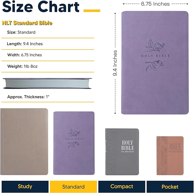 Personalized NLT Bible New Living Translation Thinline Faux Leather Holy Bible with Custom Name in Dark Purple | Large Print | Custom Gift for Religious Celebrations | Lavender/Purple