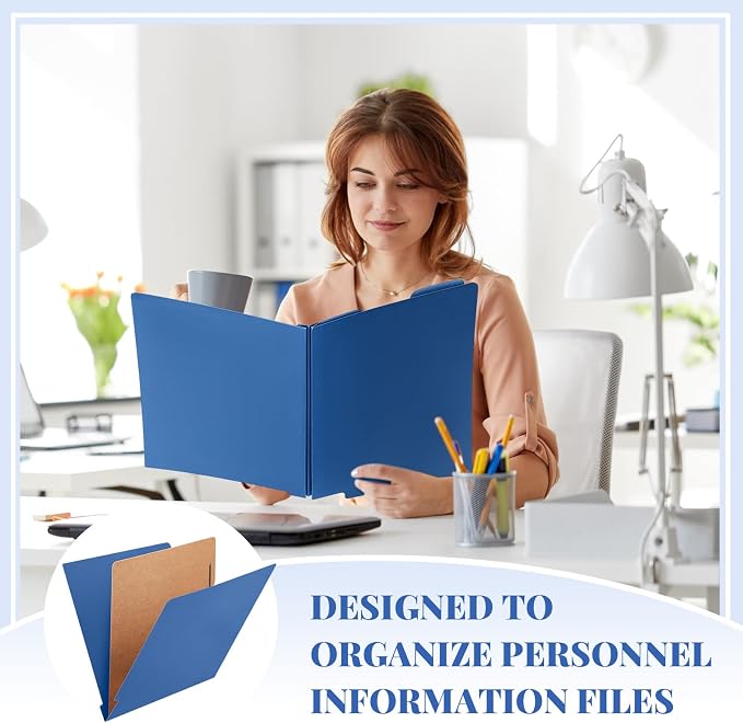 Skyygemm 24 Pack Large Classification Folders, 1 Divider Pressboard File Folder with Fasteners, Expanding File Organizer Bulk for School Teachers, Office Employee, Coworker, Staff(Blue)