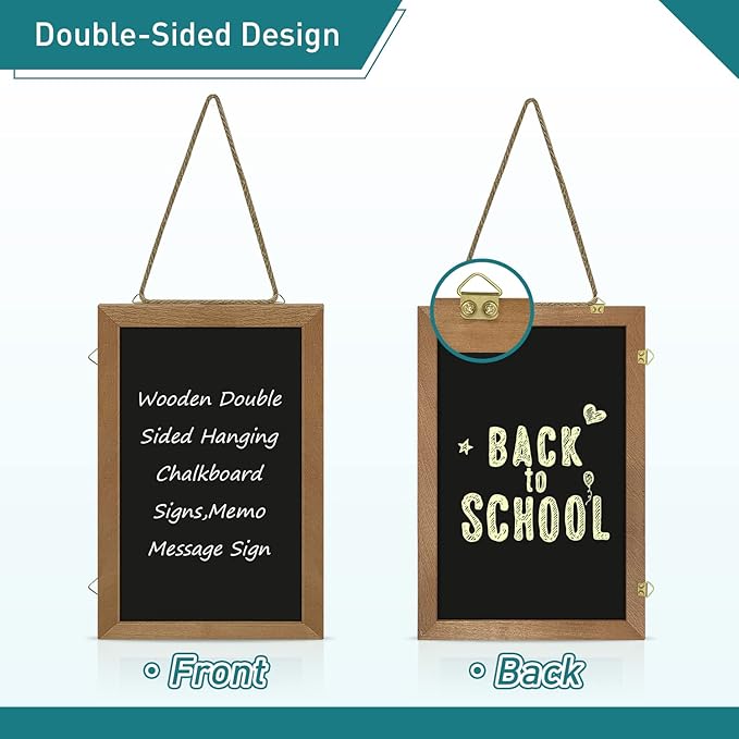 Small Chalkboard, Hanging Mini Chalkboard Signs 16"X12", Dry Erase Chalk Board Blackboard with Natural Wood Frame for Home Decor, Restaurants, Cafe, Kitchen…