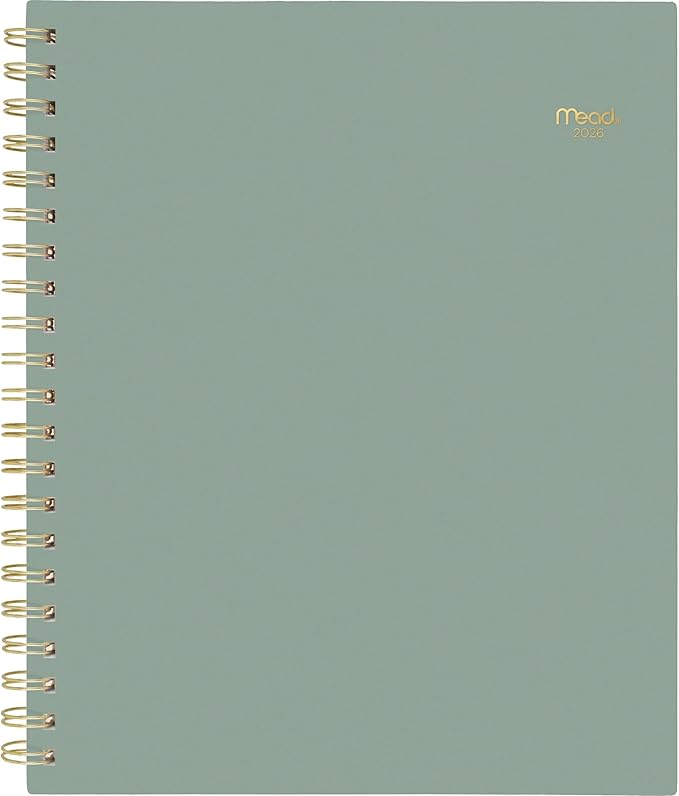 Mead 2026 Planner, Weekly & Monthly, 15-Month, 8-1/2" x 11", Large, Basic, Sage Green (CRW6209326)