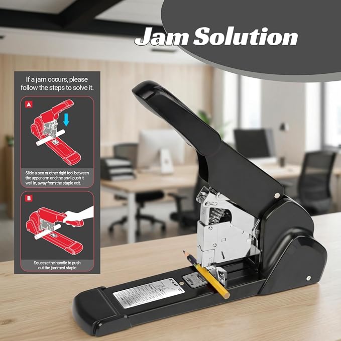 AFMAT Heavy Duty Stapler, 210 Sheet Staplers for Desk with 7000 Staples, Jam-Free, 50000+ Uses, 60% Reduced Effort, Easy Reload, Adjustable Paper Guide, Large Metal Manual Office Staplers, ES15