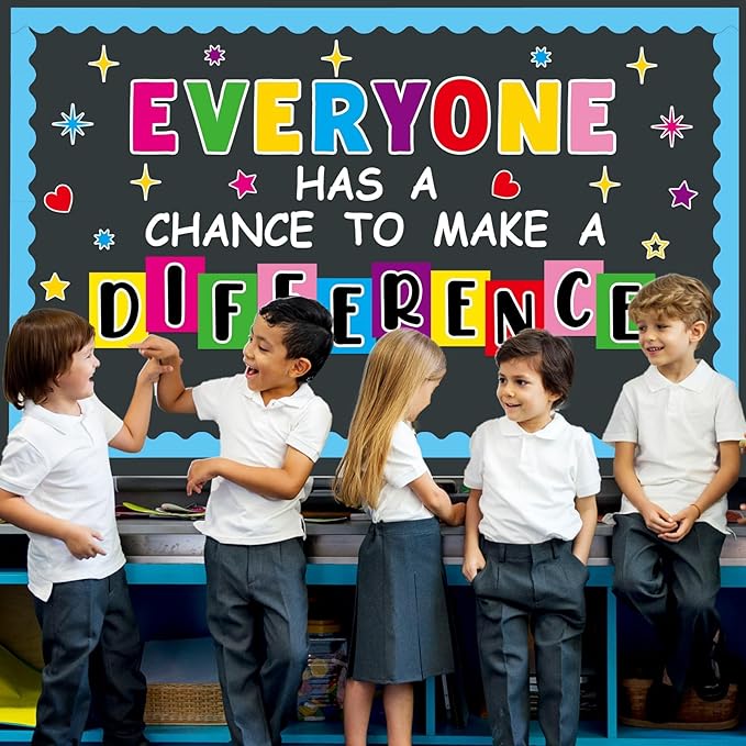 Justforjoyful Motivational Bulletin Board Decoration Set Classroom Inspirational Quotes Everyone Has a Chance to Make a Difference Classroom Cutouts for Elementary School Bulletin Board Wall Supplies