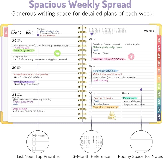 2026 Planner, Forvencer Calendar Planner Weekly and Monthly, Jan 2026-Dec 2026, 8.5" X 11", Hardcover Agenda Book, Daily Journal Organizer with Inner Pocket, Notebook for Office School, A4, Green