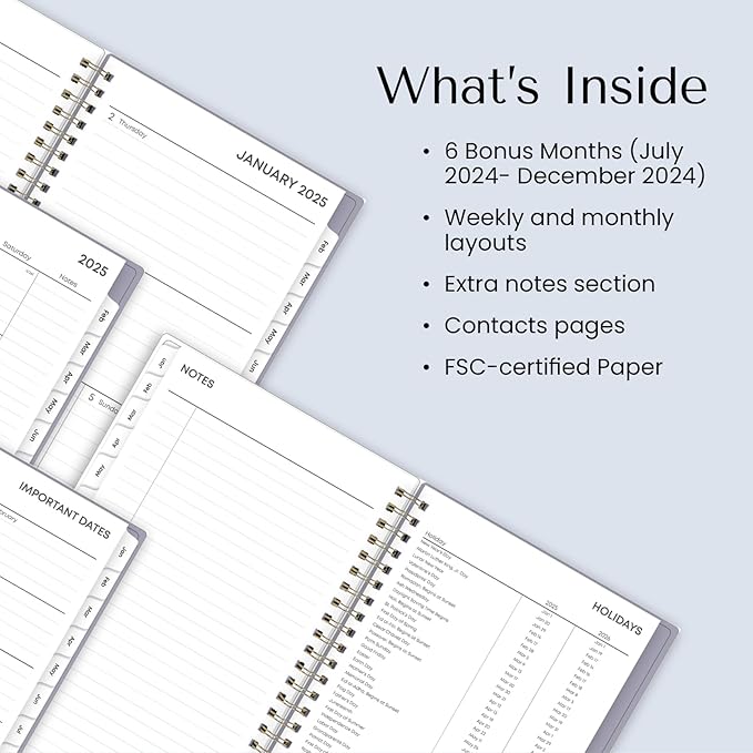Blue Sky 2025 Weekly and Monthly Planner Calendar, January 2025 - December 2025, 5" x 8", Flexible Matte Cover, Laminated Tabs, Wirebound, Storage Pocket, Tula (Tula- 2025, 5" x 8")
