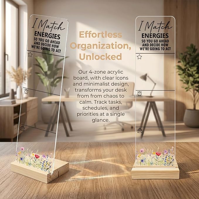Sticky Note Holder Acrylic Monitor Memo Board Desk Organizers and Accessories Desk Decor Post It Note Holder with 200Pcs Sticky Notes Boho Funny Positive Office Desk Sign