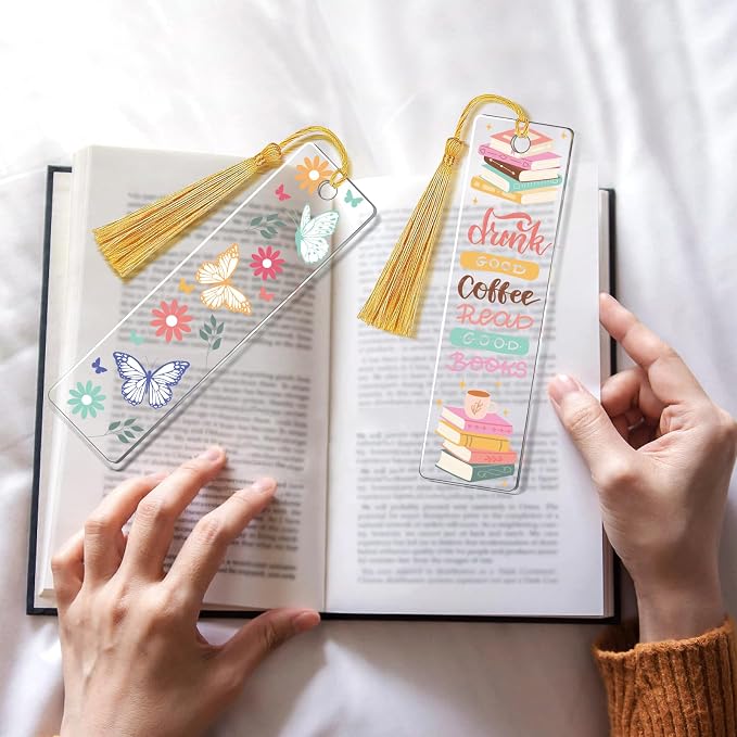 AFRITEE UV DTF Bookmark Wraps - 24 Sheets Boho Butterfly Flowers Double Sided Transfer Sticker DIY Bookmark Decals Craft Decoration