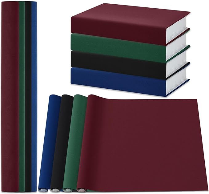 PerKoop 4 Pcs Book Cloth, 40 x 16 Inch, Fabric Surface and Paper Backed for Book Binding, 4 Colors Bookcover, Close Weave Binding Cloth for Scrapbooking Photo Album DIY Crafts Journal Hardcover Repair