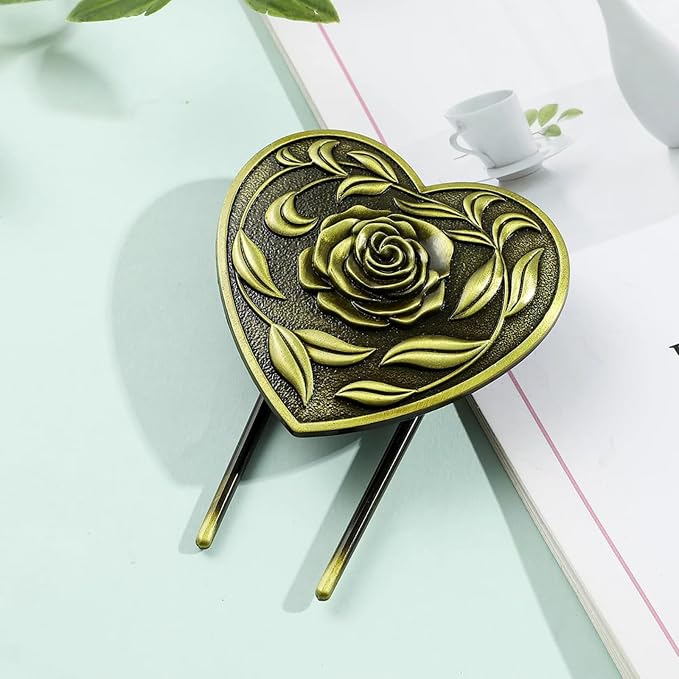 Bookmark,Heart Metal Book Clip, Journal Clip, Book Page Holder Clip,Vintage Book Clips, Hold Journal Open While Writing and Free Your Hands, Gifts for Book Lovers, Readers, Writers (Heart)