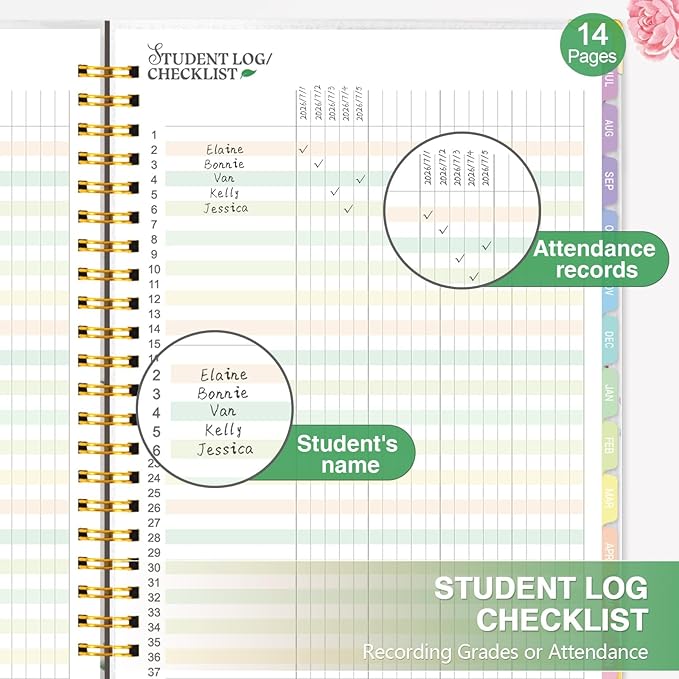 2026-2027 Teacher Planner - Lesson Plan Book for Teachers 26-27, 8.5"x11" Big Academic Planner from July 2026 to June 2027, Weekly & Monthly School Agendar Book with Tab,Stickers for Teachers Supplies