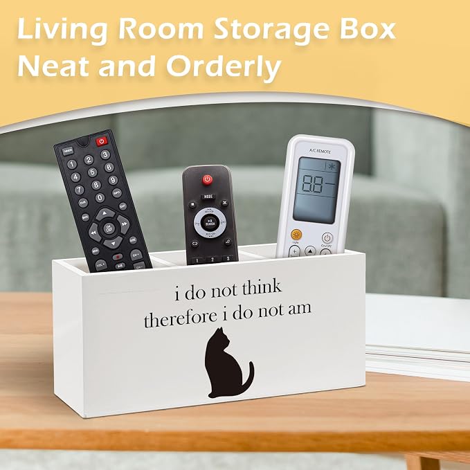 Funny Black Cat Pen Pencil Holder, Black Cat Gifts for Women, Cats Desk Accessories, I Do not Think Therefore I Do Not am Wooden Pen Pencil Organizer for Home Office Desk Decor