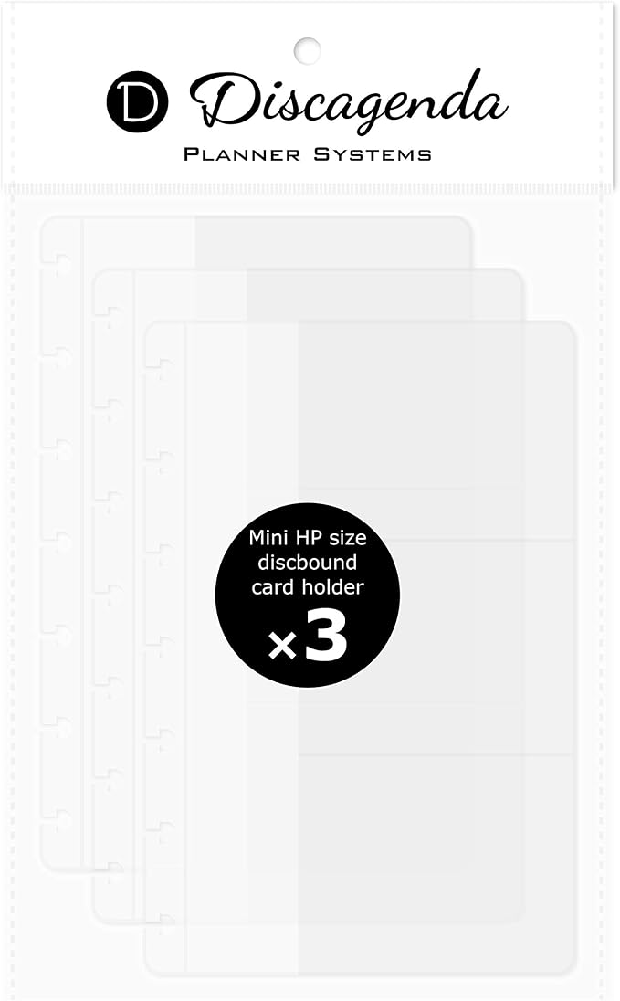 Discagenda Clear Card Holder [2nd Edition] Compatible with Mini HP (4.6x7in), 3 Pack for Discbound Planner