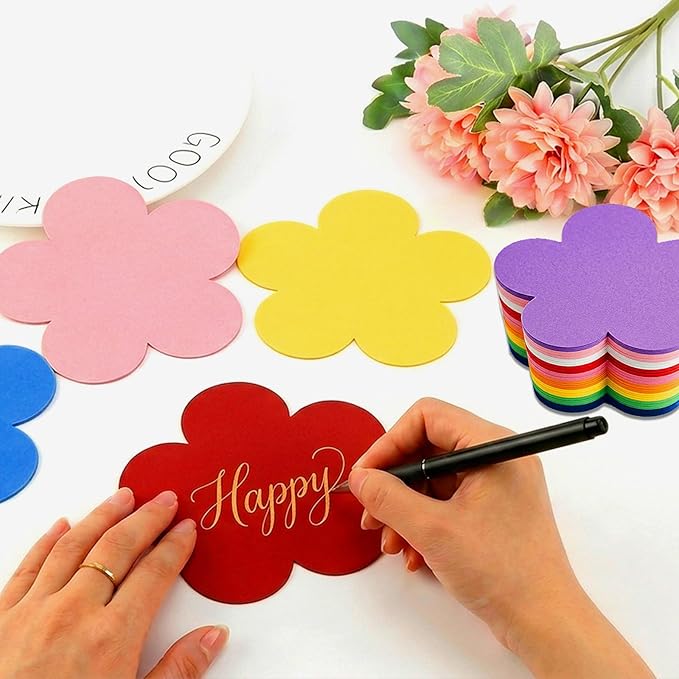72 Pcs 5.5 Inch Large Paper Flower Cutouts, 9-Color Assorted Spring Summer Flower Die Cut for Bulletin Board Decorations, Classroom Wall, Chalkboard, Back to School, Teacher School Supplies, DIY Craft