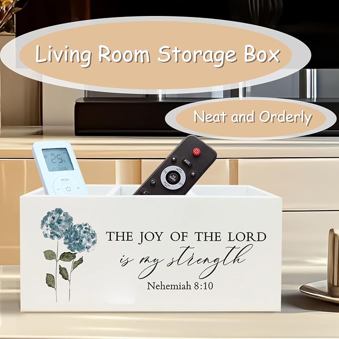 Hydrangea Christian Decor, Hydrangeas Pen Holder for Office Desk, Religious Hydrangea Gifts for Women Men, Bible Verse Christian Wooden Pencil Holder Sign Organizer for Desk Accessories