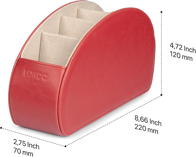 Londo Remote Control Holder with 5 Pockets - Store DVD, Blu-Ray, TV, Roku or Apple TV Remotes - PU Leather with Suede Lining - Slim, Compact Living or Bedroom Storage