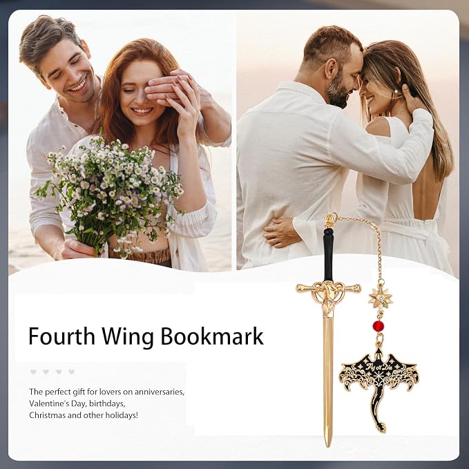 Fantasy Fourth Wing Dragon Sword Bookmarks - Fourth Wing Fans Page Markers Cool Bookmarks for Men Fantasy Dragon Gifts for Male Readers as Birthday Gifts (Dragon Bookmark Set 7)