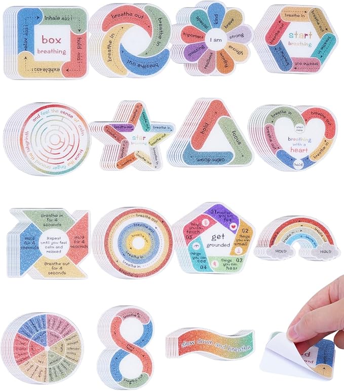 UCEC 120Pcs Textured Stickers, Waterproof 15 Patterns Sensory Stickers Different Textures for Kids Adult Anti Stress Textured Fidget Sticker for Classroom Desk Adults Teens Anxiety Relief