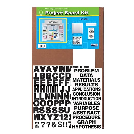 Flipside Products 36" x 48" Project Board Kit, 10 Pack, School Presentation Display Board and Supplies, Trifold Kits, Letters, Titles, Header Display, Presentation, All in One