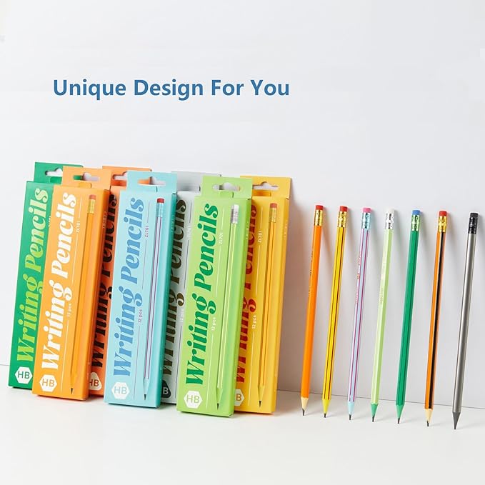 Classroom #2 HB Pencils, Yellow, Pre-sharpened Pencil with Top Eraser，Hexagonal Number 2 Pencil, 7 Pack Bulk 84 Count Writing Pencils, Ideal Back to School Supplies