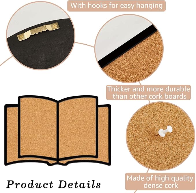 CRASPIRE Book Pin Cork Board 11.8x7.87In Framed Bulletin Display Badge Wooden Saddle Brown Wall Mounted Memory Memo Brooch Lapel Pin Holder Storage for Home Office School Classroom Wedding Decoration