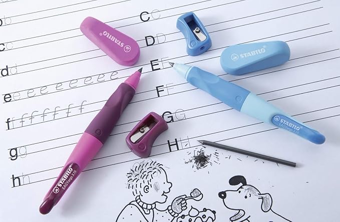 STABILO - EASYergo 3.15 - Ergonomic Mechanical Pencil - Left-Handed - Pack of 1 - Pink/Lilac with Sharpener