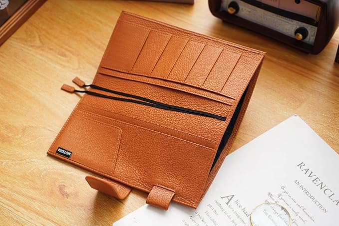 Moterm Leather Cover for Hobonichi Weeks - Fits Hobonichi Weeks/Weeks Mega, with Back Pocket (Pebbled-Burnt Orange)