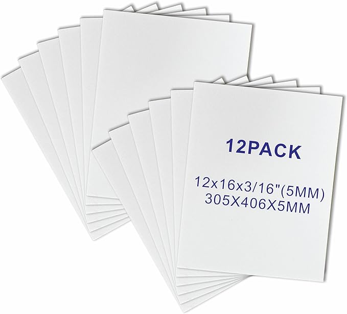 12 Pack Foam Core Board, ZJCEASER 12 x 16 White Poster Board, 3/16" Thickness Sign Board Craft Foam Sheet for Signboards, School Projects, University Displays, College Events, Arts & Crafts, Framing