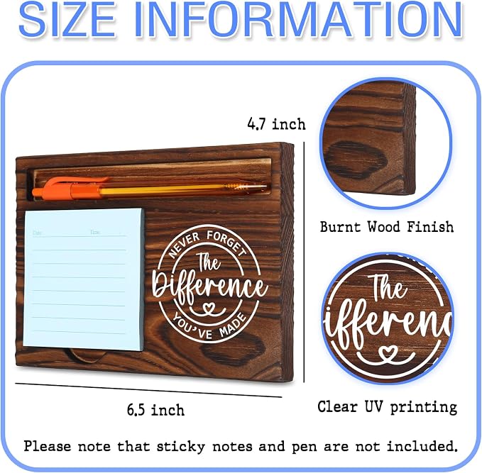 Never Forget The Difference You've Made Inspirational Gift for Teachers Nurses Mentors Volunteers, Stylish and Functional Desk Organizer, Work Desk Retro Note Pad Holder SDZ342