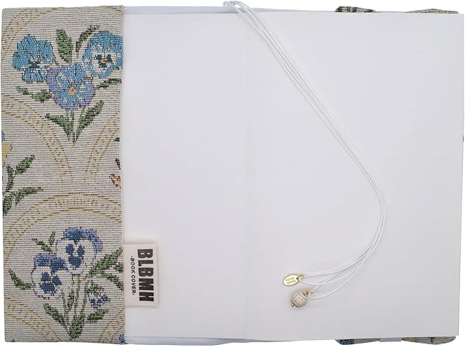 BLBMH 6x9 Bible Book Cover for Women, Non-Stretch Fabric Protector for Paperback, Handmade Soft Cloth Sleeve for Journals Notebooks | Privacy Reading Gift - WD Flower White