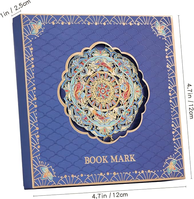 Luxury Metal Bookmark Gift Set, Dunhuang Themed, 1 Bookmark with Pendant, Elegant Christmas New Year Gift Box for Women Book Lovers Writers Readers Teenage