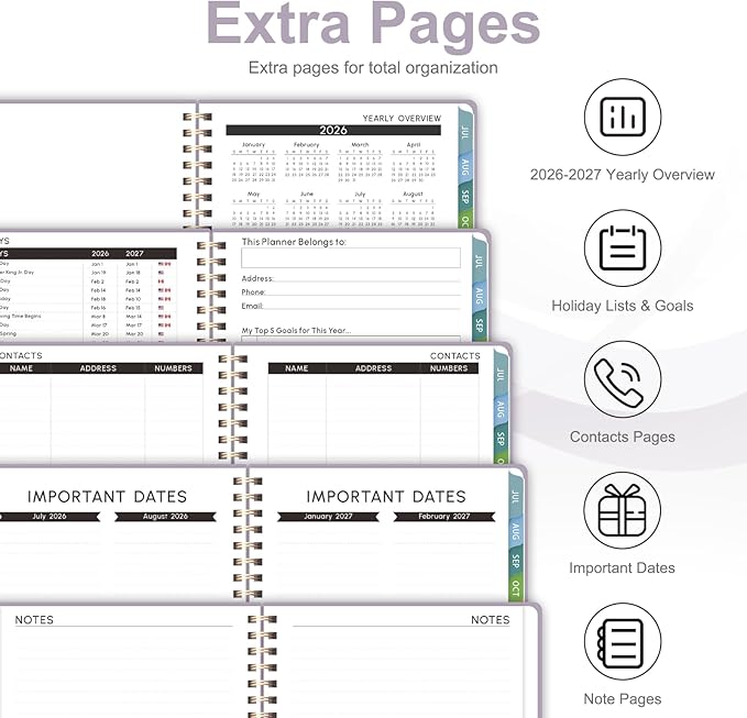 Planner 2026-2027, Weekly and Monthly Academic Year Calendar Planner, July 2026 - June 2027, Daily Agenda Book for Office School Supplies, Letter Size(8.5'' x 11'')