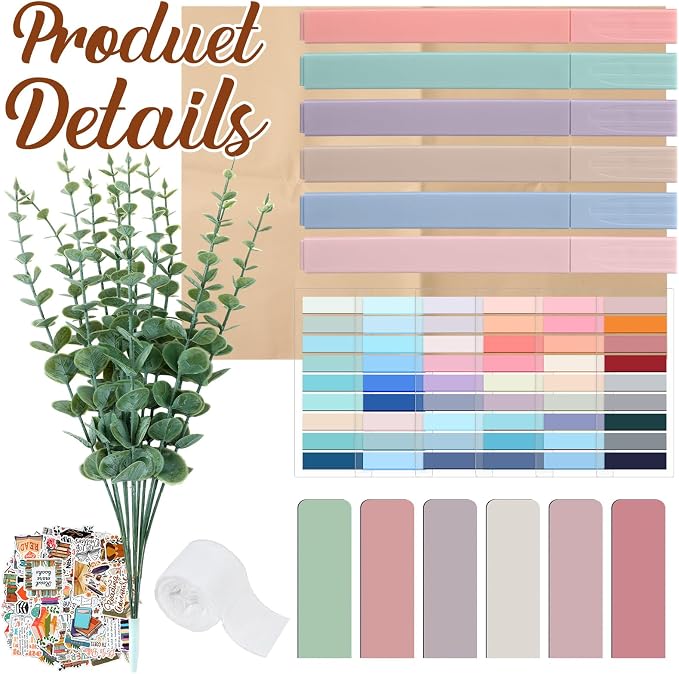 Marspark 6 Set Blind Date with a Book Gift Box Supplies Book Club Lovers Gifts Bulk Including Magnetic Bookmarks Stickers Tags Flowers Bookish Librarian Readers Present for Women Men(Eucalyptus)