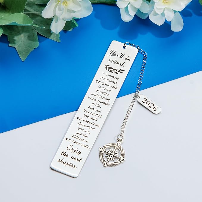 Retirement Gifts, Coworker Leaving Farewell Going Away Goodbye Gifts for Friends Nurse Boss Teacher Employee, Come with A Gift Box, Durable Lightweight Bookmark, Made of Stainless Steel, Page Holder