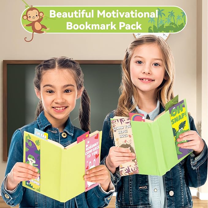 120PCS Animal Book Marks for Reading Kids, Paper Bookmark Set Motivational Animal Pun Book Marks, Bulk Funny Book Marks for Book Lovers Classroom Reward