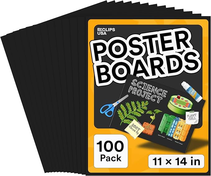 Poster Board Black Poster Paper 11x14 Black Poster Board Bulk Posteboard School Supplies (100 Pack)