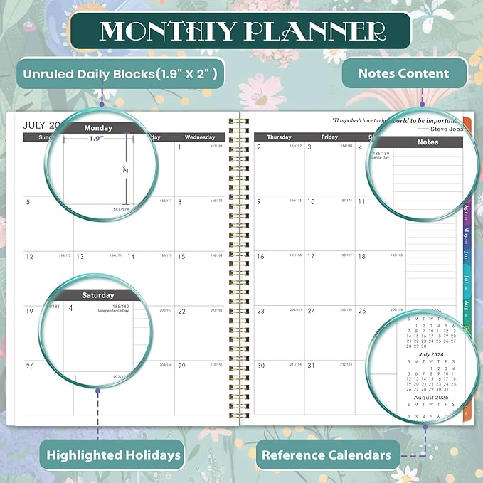 2026-2029 Monthly Planner - 3 Year Planner 2026-2029, Jul. 2026 - Jun. 2029, 9'' x 11'', Calendar Planner with 36 Colorful Monthly Tabs, Inner Pocket, Holidays, Great for Long-Term Planning