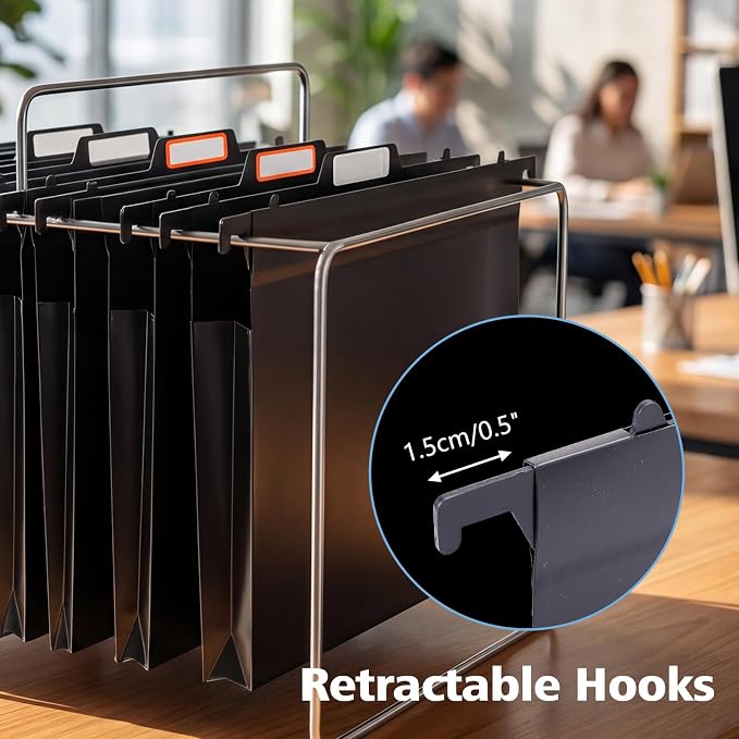 Plastic Extra Capacity Hanging File Folder Folders, 4" Expansion Hanging Organizer Designed for Bulky Files,Letter Size, Retractable Hooks,Movable Dividers, Insertable Tabs, 6 Pack
