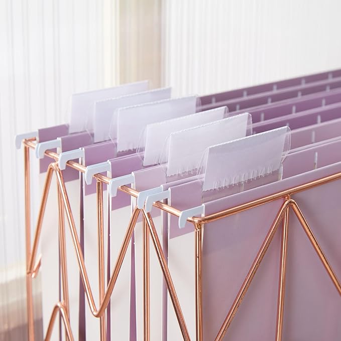 6 Pack Gradient Hanging File Folder Letter Size Reinforced Hanging Folders with 1/5-Cut Adjustable Tabs File Folders for Filing Cabinet Organizer for Office Home Medical Charts, Purple