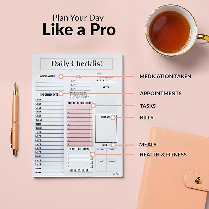 ADHD Planner for Adults & Women - 2026 Productivity Planner & Daily To Do List & Task Notepad, Neurodivergent Tools for Adults, Undated Full Focus Organization Pad with 50 Tear-Off Sheets, 8.5 x 11 Inch