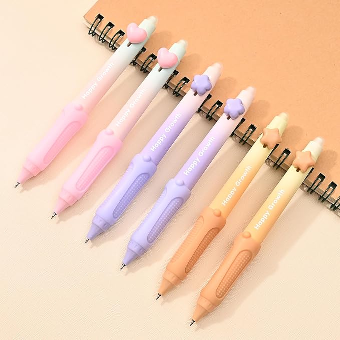 Temiary 6 Pcs Retractable Erasable Gel Pens & 10 Pcs Refills, Ink Pen with Eraser, 0.5 mm Fine Point Smooth Writing for Crossword Puzzles Journal Supplies (Pastel)