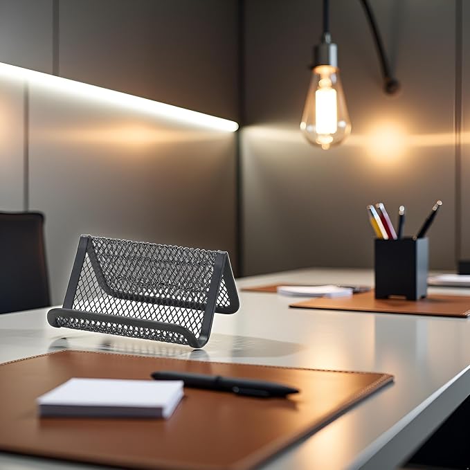 Black Business Card Holder, Metal Mesh Business Card Holder, Credit Name Card Case, Office Card Collection Organizers Storage Stand Card Filing Products Desk Accessories and Workspace Organizers